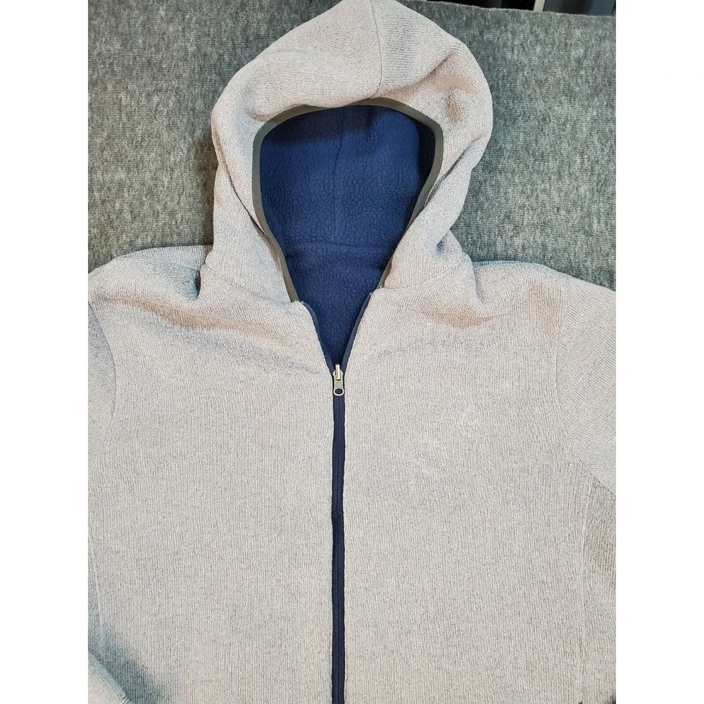 The North Face Jacket Mens XL Reversible Brantley Fleece Sherpa Hooded Blue Gray